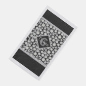 Monogramm-Streifen für schwarze und graue Polka-Do Serviette (Ecke)