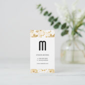 Monogramm | Streifen | Gold Floral Muster Visitenkarte (Stehend Vorderseite)