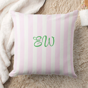 Monogramm-Streifen-Kissenhülle nach Maß   Pink Lim Kissen