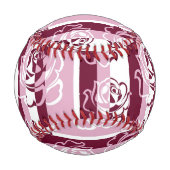 Monogramm Streifen mit Rose Baseball (Vorderseite)