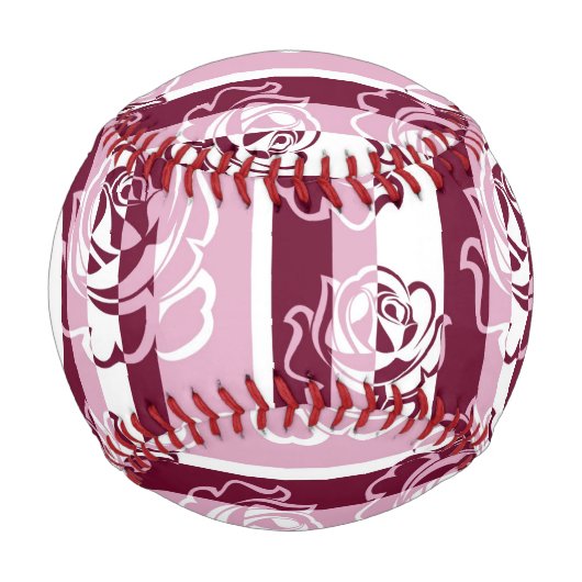 Monogramm Streifen mit Rose Baseball (Vorderseite)