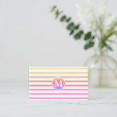Monogramm Streifen Muster Sommer Visitenkarte (Stehend Vorderseite)