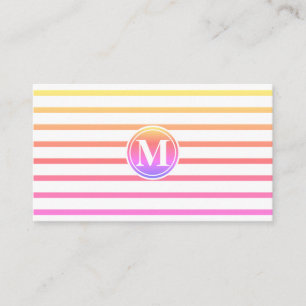 Monogramm Streifen Muster Sommer Visitenkarte