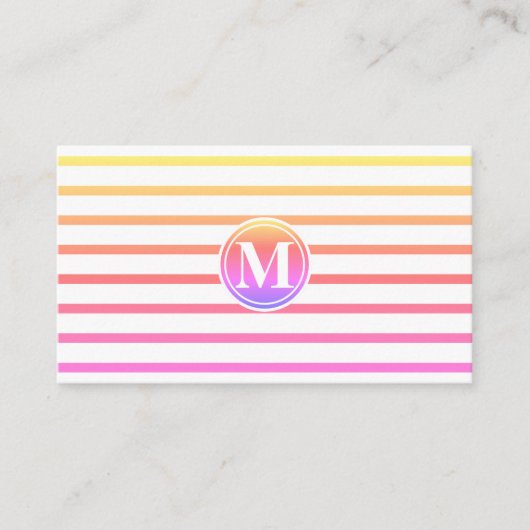 Monogramm Streifen Muster Sommer Visitenkarte (Vorderseite)