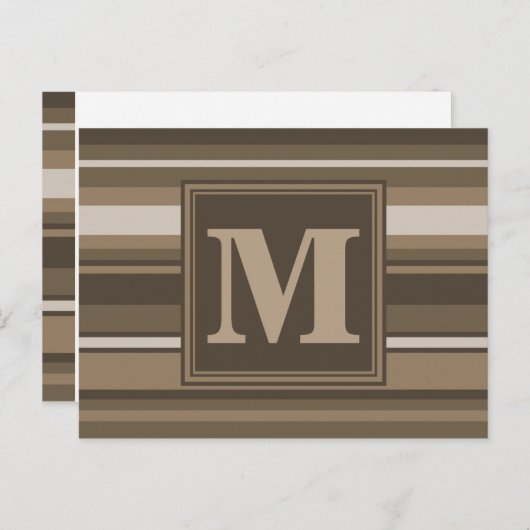 Monogramm-Streifen Postkarte (Vorne/Hinten)