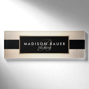 Monogramm Streifen Schwarzes Gold Namenschild