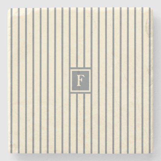 Monogramm Streifen Steinuntersetzer (Vorderseite)