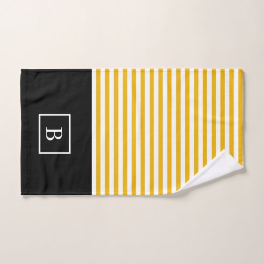 Monogramm-Streifen-Tuch-Set - Senf/Weiß Badhandtuch Set (Handtuch)