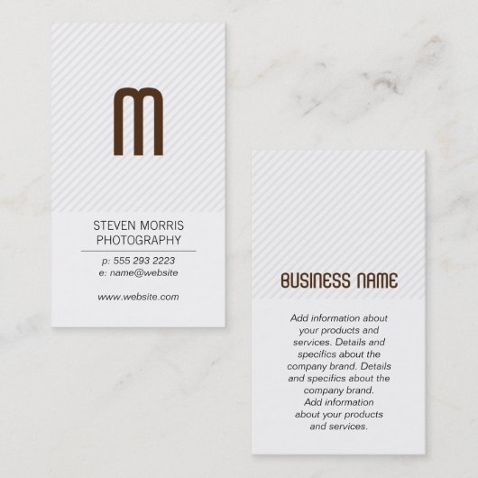 Monogramm | Streifen Visitenkarte (Vorne/Hinten)