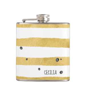 Monogramm-Streifenmuster mit goldenen Streifen und Flachmann