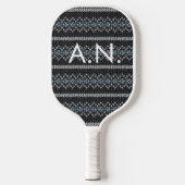 Monogramm Strickmuster Carbonfaser Pickleball Schläger (Vorderseite)