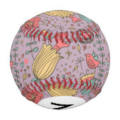 Monogramm Stylisches Blumenmuster mit Blumen Baseball (Rückseite)