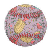 Monogramm Stylisches Blumenmuster mit Blumen Baseball (Vorderseite)