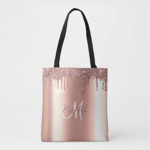 Monogramm Stylist Roségold Gitter Tropfen Metall Tasche