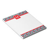 Monogramm "Summer Light Blue & Red Cherries" Notizblock (angewinkelt)