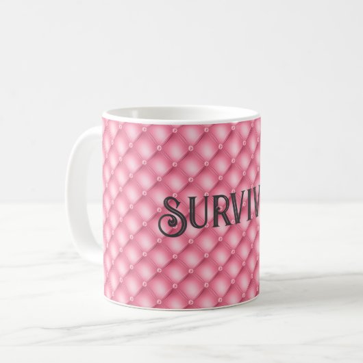 Monogramm & Survivor, rosa getuftetes Muster 11oz Kaffeetasse (Vorderseite Links)