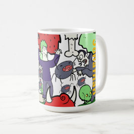 Monogramm süße Cartoon-Zeichnung farbenfroher Gebu Kaffeetasse