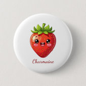 Monogramm süße Erdbeere kawaii Button (Vorderseite)