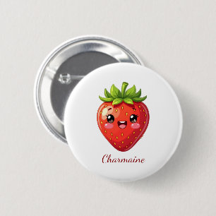 Monogramm süße Erdbeere kawaii Button