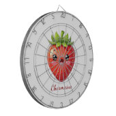 Monogramm süße Erdbeere kawaii Dartscheibe (Vorderseite Links)