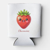 Monogramm süße Erdbeere kawaii Dosenkühler (Vorderseite)