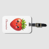 Monogramm süße Erdbeere kawaii Gepäckanhänger (Vorderseite (Horizontal))