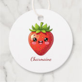 Monogramm süße Erdbeere kawaii Geschenkanhänger (Vorderseite)