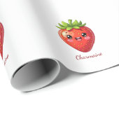 Monogramm süße Erdbeere kawaii Geschenkpapier (Rolleneckpunkt)
