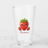 Monogramm süße Erdbeere kawaii Glas (Vorderseite)