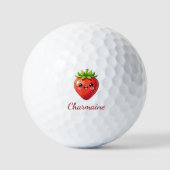 Monogramm süße Erdbeere kawaii Golfball (Vorderseite)