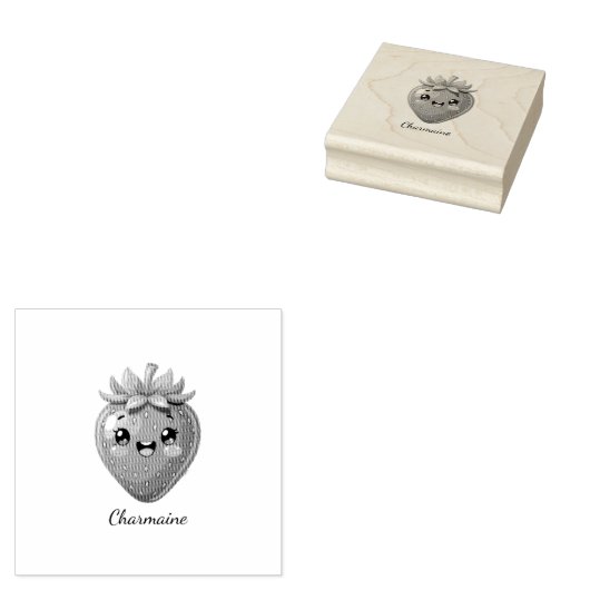 Monogramm süße Erdbeere kawaii Gummistempel (Stempel)