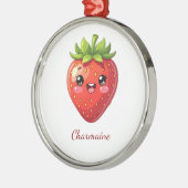 Monogramm süße Erdbeere kawaii Ornament Aus Metall (Links)