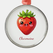 Monogramm süße Erdbeere kawaii Ornament Aus Metall (Vorne)