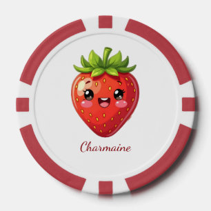 Monogramm süße Erdbeere kawaii Pokerchips