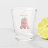 Monogramm süße Erdbeere kawaii Schnapsglas (Rückseite)