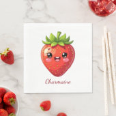 Monogramm süße Erdbeere kawaii Serviette (Beispiel)