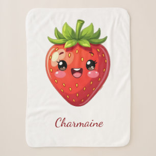 Monogramm süße Erdbeere kawaii Sherpadecke