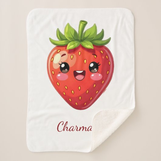 Monogramm süße Erdbeere kawaii Sherpadecke (Vorderseite)