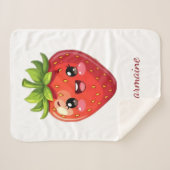Monogramm süße Erdbeere kawaii Sherpadecke (Vorderseite (Horizontal))