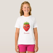 Monogramm süße Erdbeere kawaii T-Shirt (Vorne ganz)