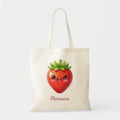 Monogramm süße Erdbeere kawaii Tragetasche (Vorne)