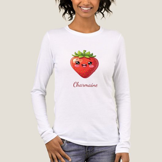 Monogramm süße Erdbeere kawaii Tri-Blend Shirt (Vorderseite)