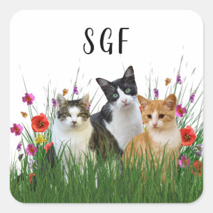 Monogramm Süße Katzen Aufkleber