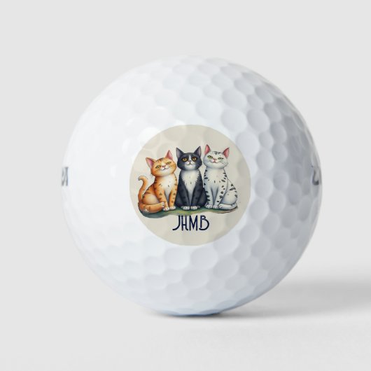 Monogramm Süße Katzen Kätzchen Tier Golfball (Vorderseite)
