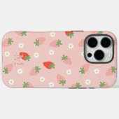 Monogramm süße Rosa und rote Erdbeeren Case-Mate iPhone Hülle (Rückseite (Horizontal))
