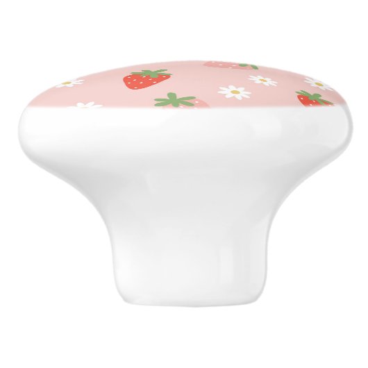 Monogramm süße Rosa und rote Erdbeeren Keramikknauf (Seitenansicht)