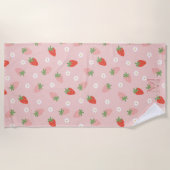 Monogramm süße Rosa und rote Erdbeeren Strandtuch (Vorderseite)