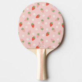 Monogramm süße Rosa und rote Erdbeeren Tischtennis Schläger