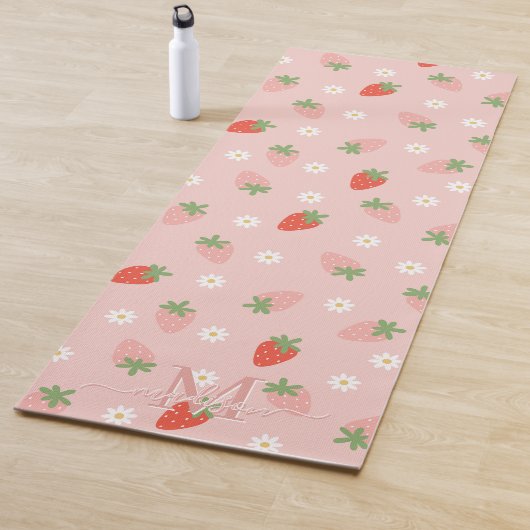 Monogramm süße Rosa und rote Erdbeeren Yogamatte (Beispiel)