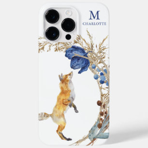 Monogramm Süßer Wald Fuchs Aquarell Floral Name Case-Mate iPhone 14 Pro Max Hülle